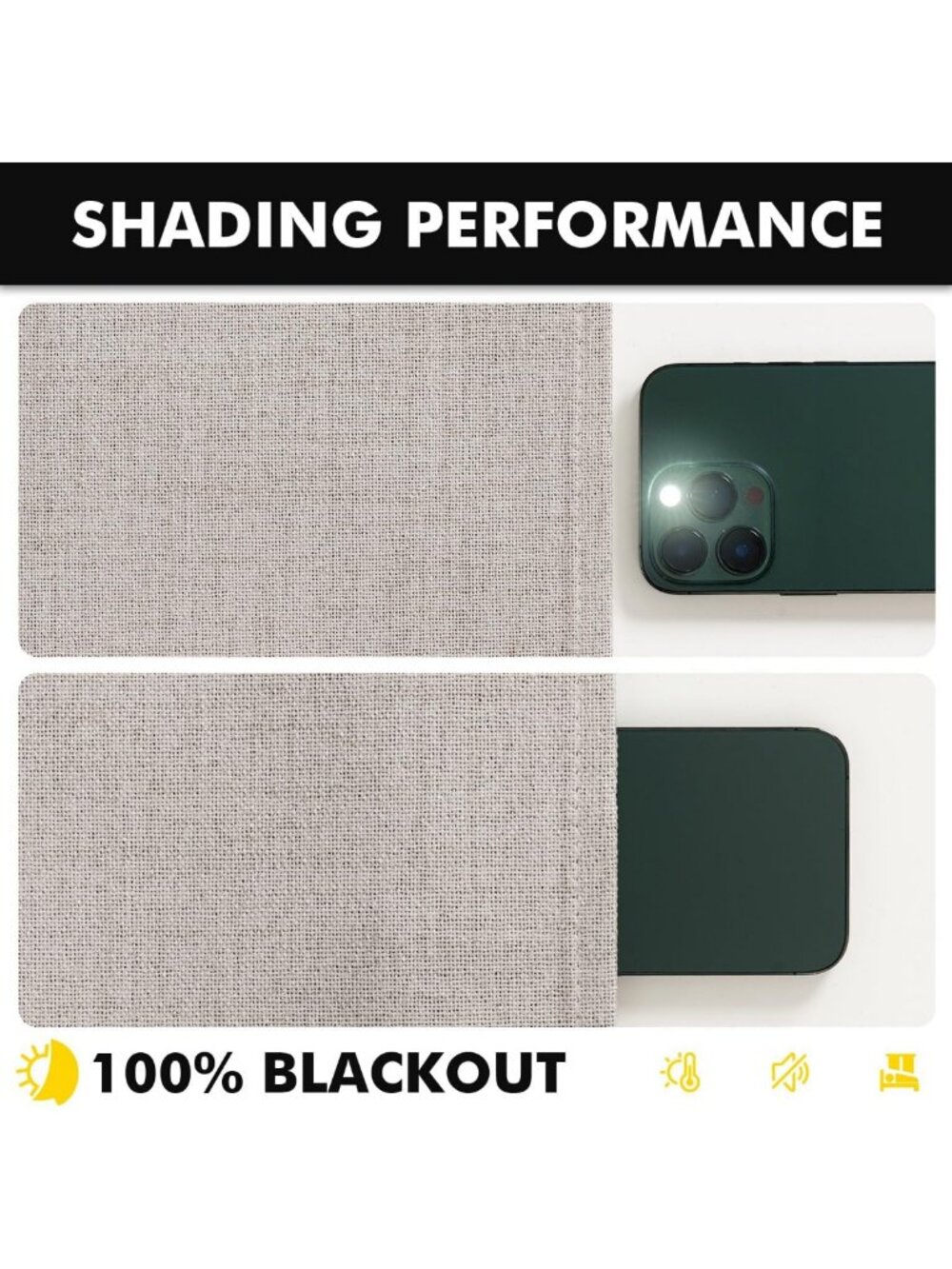 100% Blackout Linen Curtains - Ivory Thermal Insulation Room Darkening Drapes - Picture 7 of 8